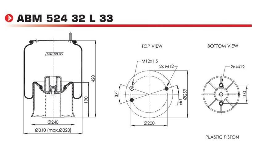 NEOTEC ABM52432L33 Boot, air suspension 21230265