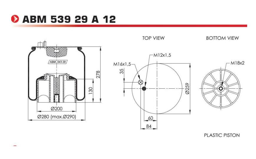 NEOTEC ABM53929A12 Federbalg, Luftfederung für ERF ECT LKW in Original Qualität