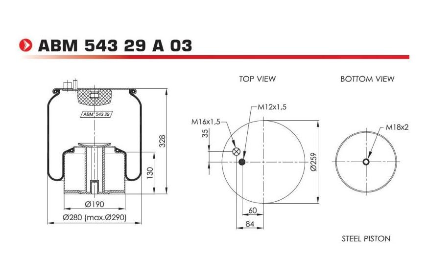 NEOTEC ABM54329A03 Federbalg, Luftfederung für ERF ECT LKW in Original Qualität