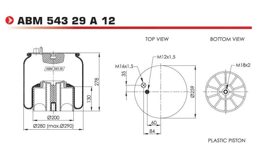 NEOTEC ABM54329A12 Federbalg, Luftfederung für ERF ECT LKW in Original Qualität