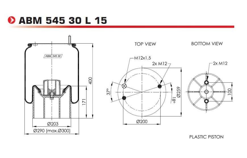 NEOTEC ABM54530L15 Boot, air suspension MSK9214