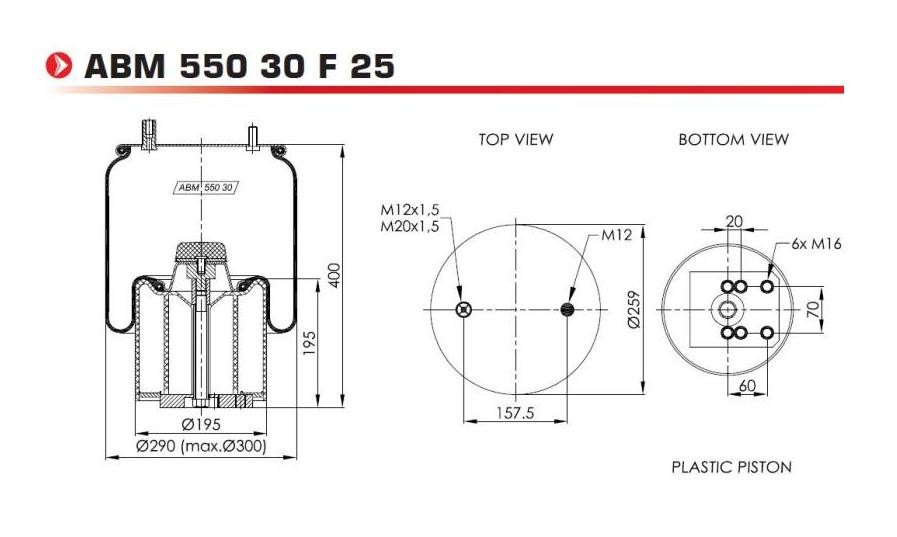 NEOTEC ABM55030F25 Boot, air suspension 05.429.42.54.0