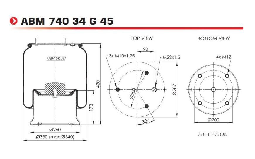 NEOTEC ABM74034G45 Federbalg, Luftfederung für MERCEDES-BENZ LK/LN2 LKW in Original Qualität