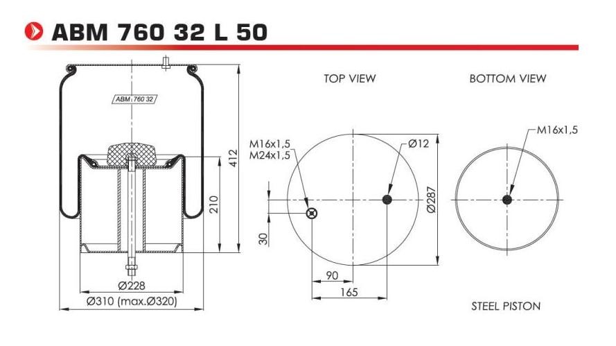 NEOTEC ABM76032L50 Federbalg, Luftfederung für VOLVO FL II LKW in Original Qualität