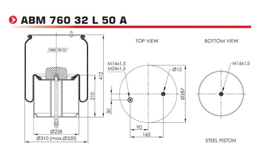NEOTEC ABM76032L50A Federbalg, Luftfederung für VOLVO FL LKW in Original Qualität