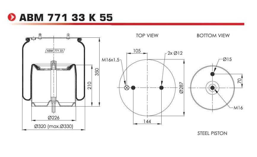 NEOTEC ABM77133K55 Boot, air suspension 1422750