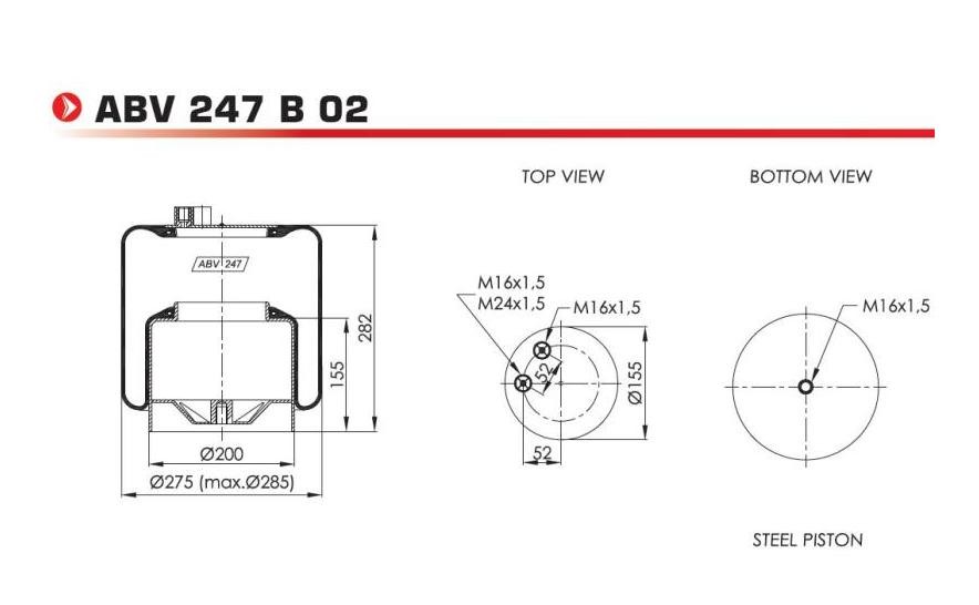 ABV247B02 NEOTEC Federbalg, Luftfederung MERCEDES-BENZ ACTROS MP2 / MP3