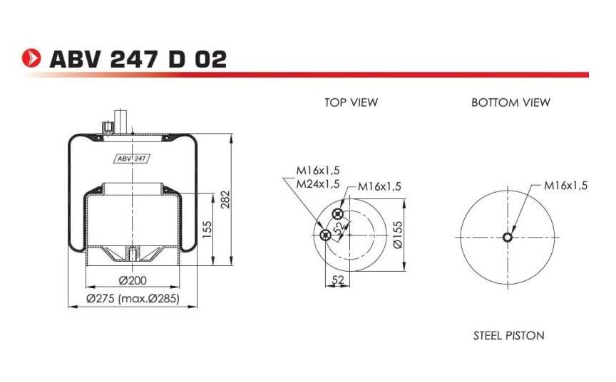ABV247D02 NEOTEC Federbalg, Luftfederung MERCEDES-BENZ ACTROS MP2 / MP3