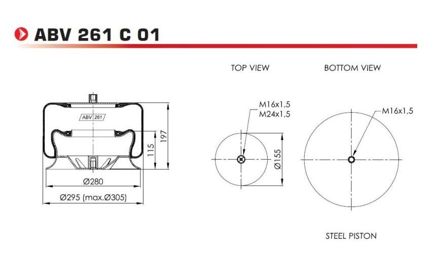ABV261C01 NEOTEC Federbalg, Luftfederung MERCEDES-BENZ ACTROS MP2 / MP3