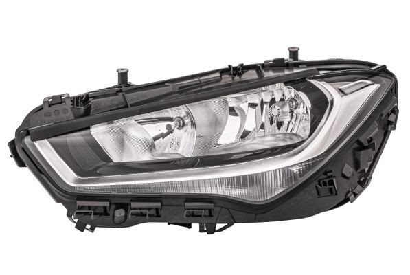 HELLA 1EG 015 086-011 Headlight Left, H7/H7, Halogen, 12V, with high beam, with low beam, with position light (LED), with indicator (LED), with daytime running light (LED), for right-hand traffic, with bulbs, with motor for headlamp levelling