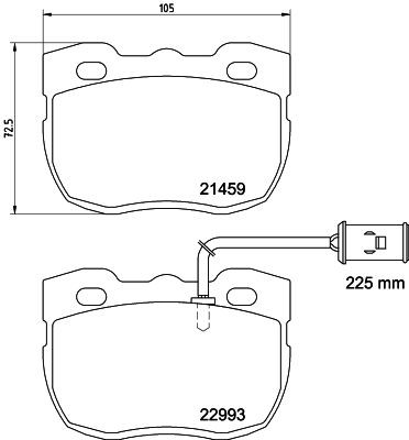 21459 HELLA with integrated wear warning contact Height: 72,5mm, Width: 105mm, Thickness: 17,5mm Brake pads 8DB 355 037-941 buy