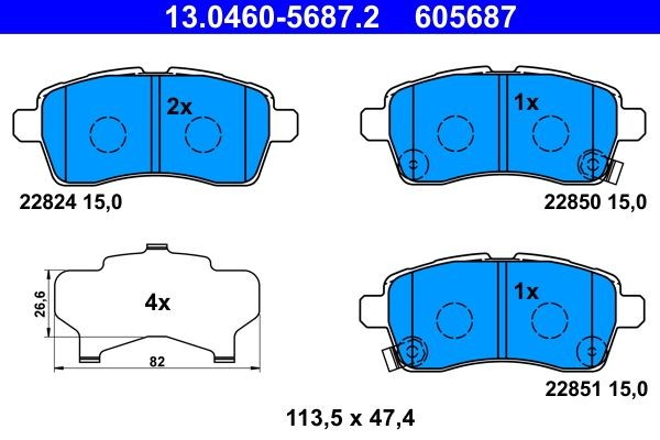 ATE Brake pad kit 13.0460-5687.2 for Suzuki Ignis 3