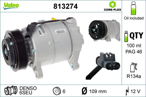 Mini Convertible Air conditioning compressor VALEO 813274 cheap