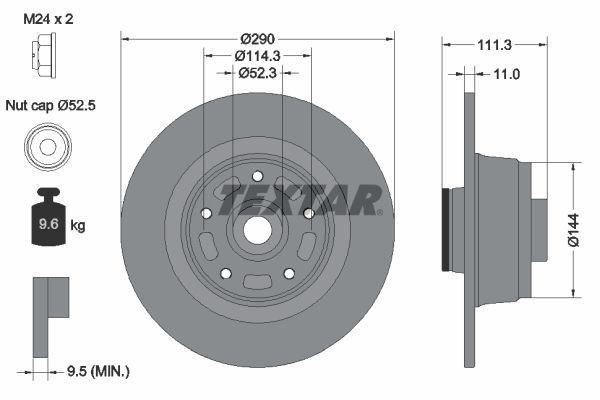 98200 3090 0 1 PRO TEXTAR 290x11mm, 05/05x114,3, solid, Coated Ø: 290mm, Brake Disc Thickness: 11mm Brake rotor 92309003 buy