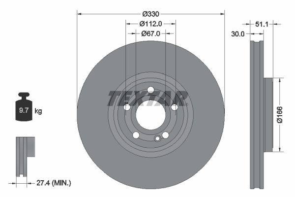 Mercedes-Benz EQA Brake disc TEXTAR 92323305 cheap