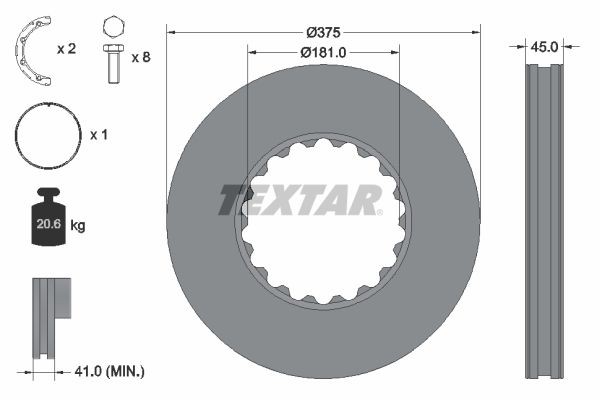 TEXTAR 93322800 Bremsscheibe für RENAULT TRUCKS C-Serie LKW in Original Qualität