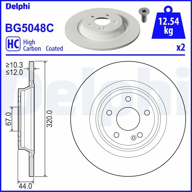DELPHI BG5048C Brake discs MERCEDES-BENZ EQA 2021 price