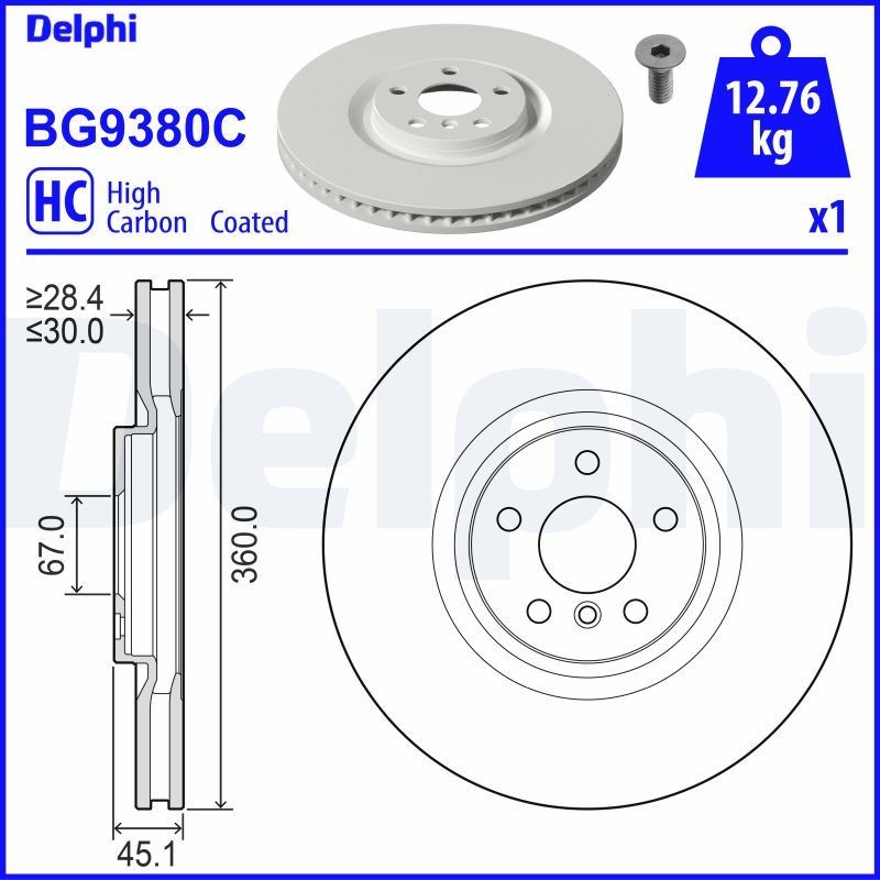 Great value for money - DELPHI Brake disc BG9380C