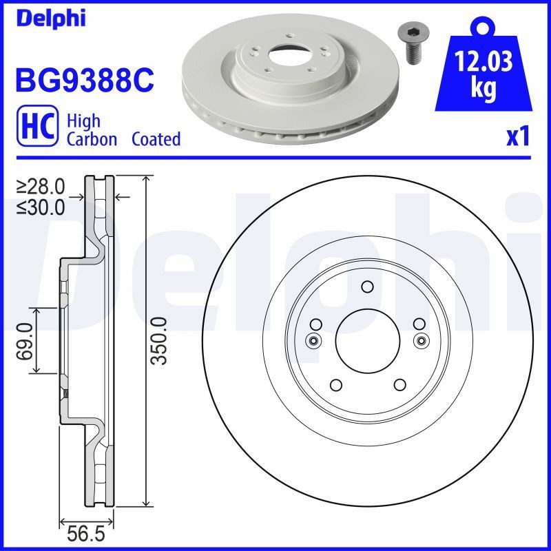 DELPHI BG9388C Brake disc 51712 J5550