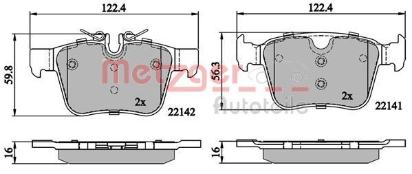 METZGER 1170862 Brake pad set Rear Axle, prepared for wear indicator, with anti-squeak plate