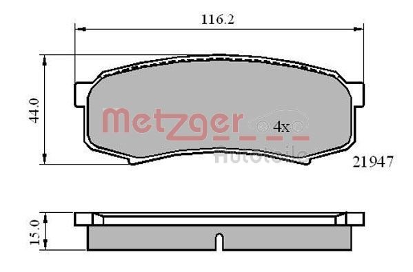 Original METZGER 21947 Brake pad set 1170871 for LEXUS LX