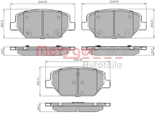 METZGER 1170880 Brake pad set Front Axle, with acoustic wear warning, with anti-squeak plate
