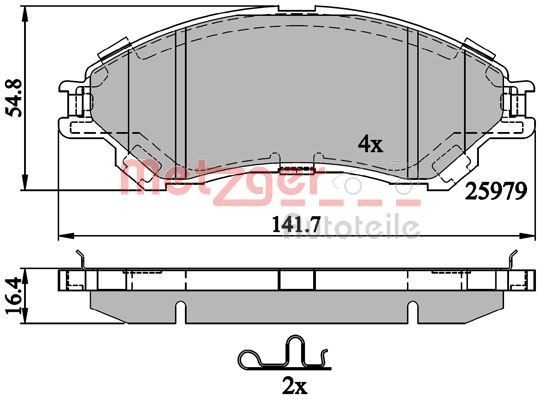 METZGER 1170882 Brake pad set Front Axle, with acoustic wear warning, with anti-squeak plate