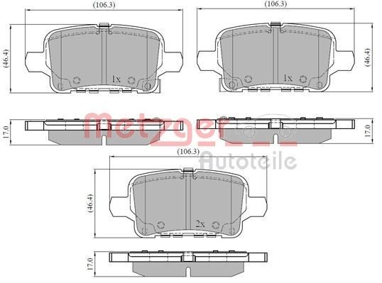 METZGER Brake pads rear and front Insignia B Grand Sport (Z18) new 1170885