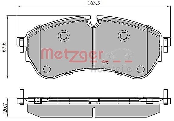 METZGER 1170906 Brake pad set prepared for wear indicator, with anti-squeak plate, with brake caliper screws
