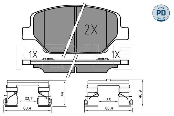 MBP1817PD MEYLE Front Axle, with acoustic wear warning, with anti-squeak plate Height: 64,1mm, Width: 141,9mm, Thickness: 19,5mm Brake pads 025 221 3819/PD buy