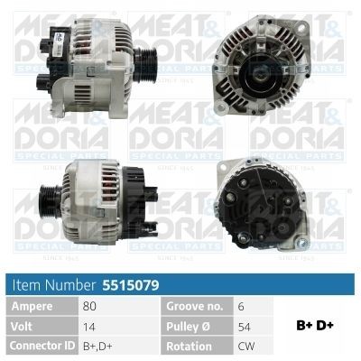 MEAT & DORIA 14V, 80A, B+,D+, Ø 54 mm Generator 5515079 buy