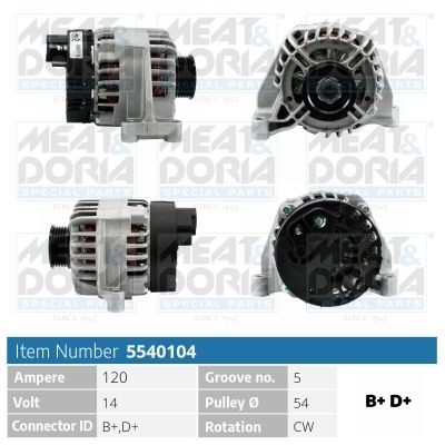 MEAT & DORIA 14V, 120A, B+,D+, Ø 54 mm Generator 5540104 buy