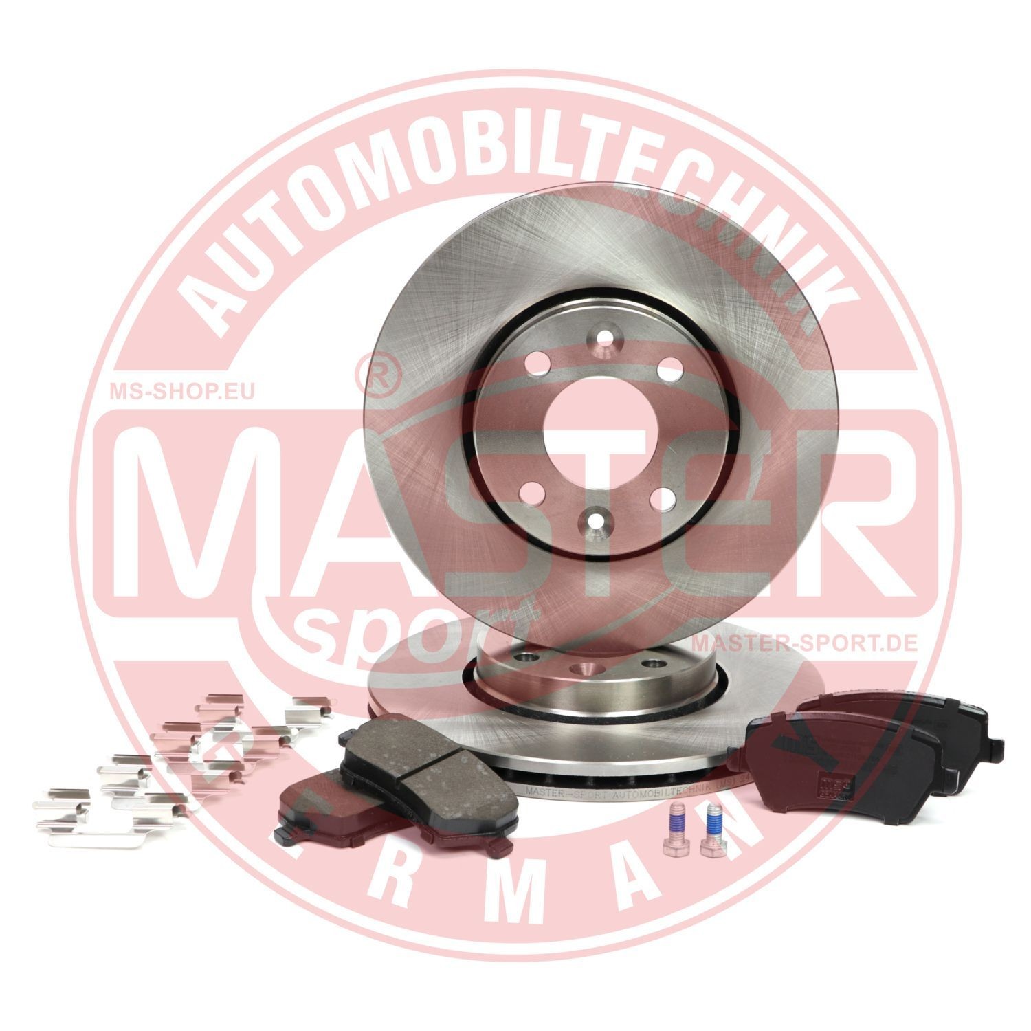 MASTER-SPORT 202202161 Brake discs and pads set Front Axle, Vented, excl. wear warning contact, not prepared for wear indicator