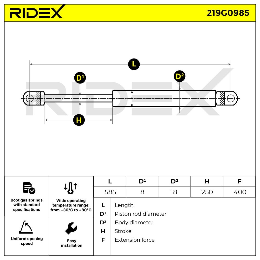 RIDEX Ammortizzatori portellone 219G0985 recensioni