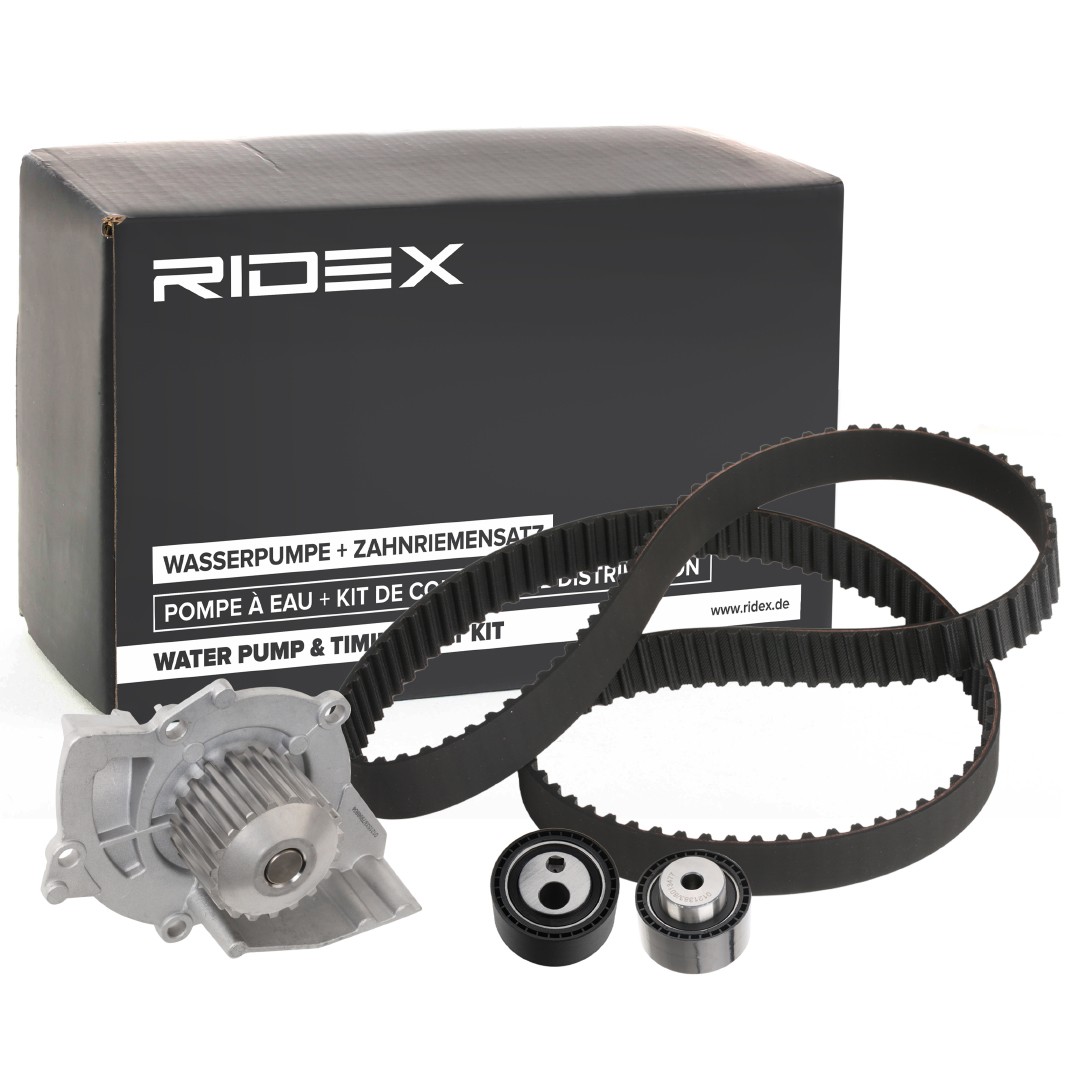 RIDEX 3096W0373 Water pump and timing belt kit with water pump, without screw set, Number of Teeth: 146, Width 1: 25 mm, for timing belt drive