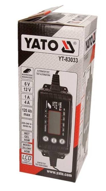 YT-83033 YATO bärbar, underhållsladdare, 1, 4A, 12, 6V Batteriladdare YT-83033 köp lågt pris