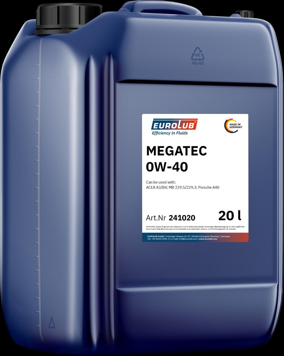 EUROLUB MEGATEC 0W-40, 20l Motor oil 241020 buy