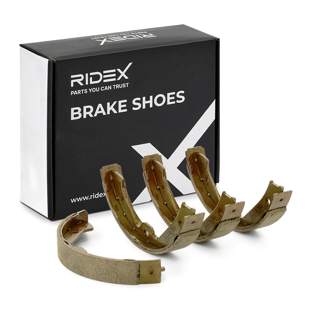 RIDEX 70B0411 Brake Shoe Set Rear Axle, 210, without handbrake lever, with accessories