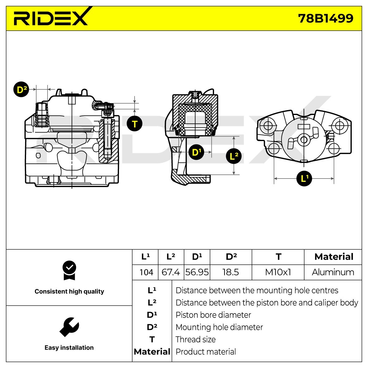 OEM-quality RIDEX 78B1499 Brake caliper