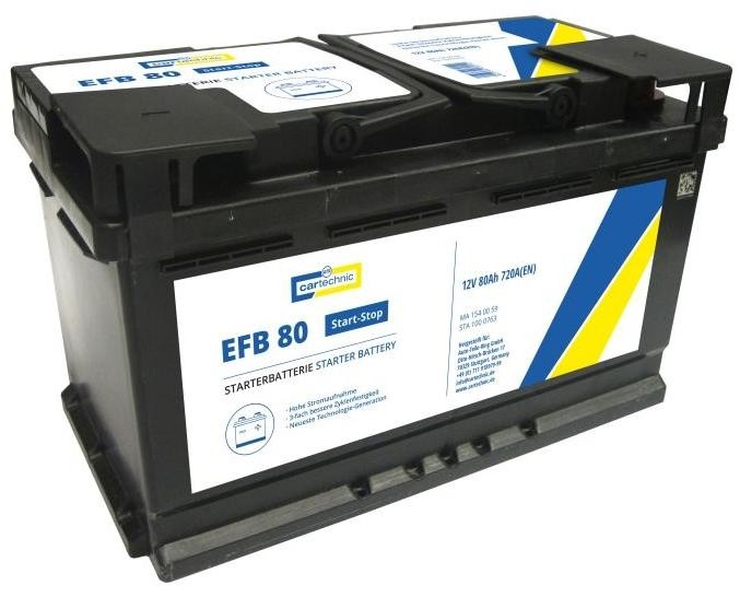 Start stop battery CARTECHNIC EFB 12V 80Ah 730A B13 EFB Battery - 40 27289 03014 2