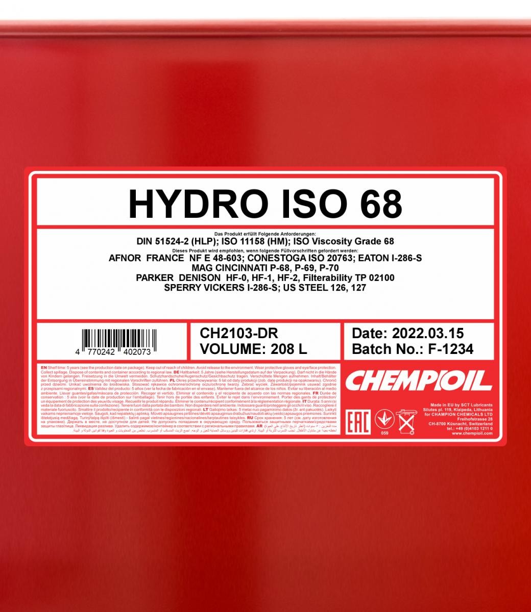 CHEMPIOIL Hydrauliköl CH2103-DR