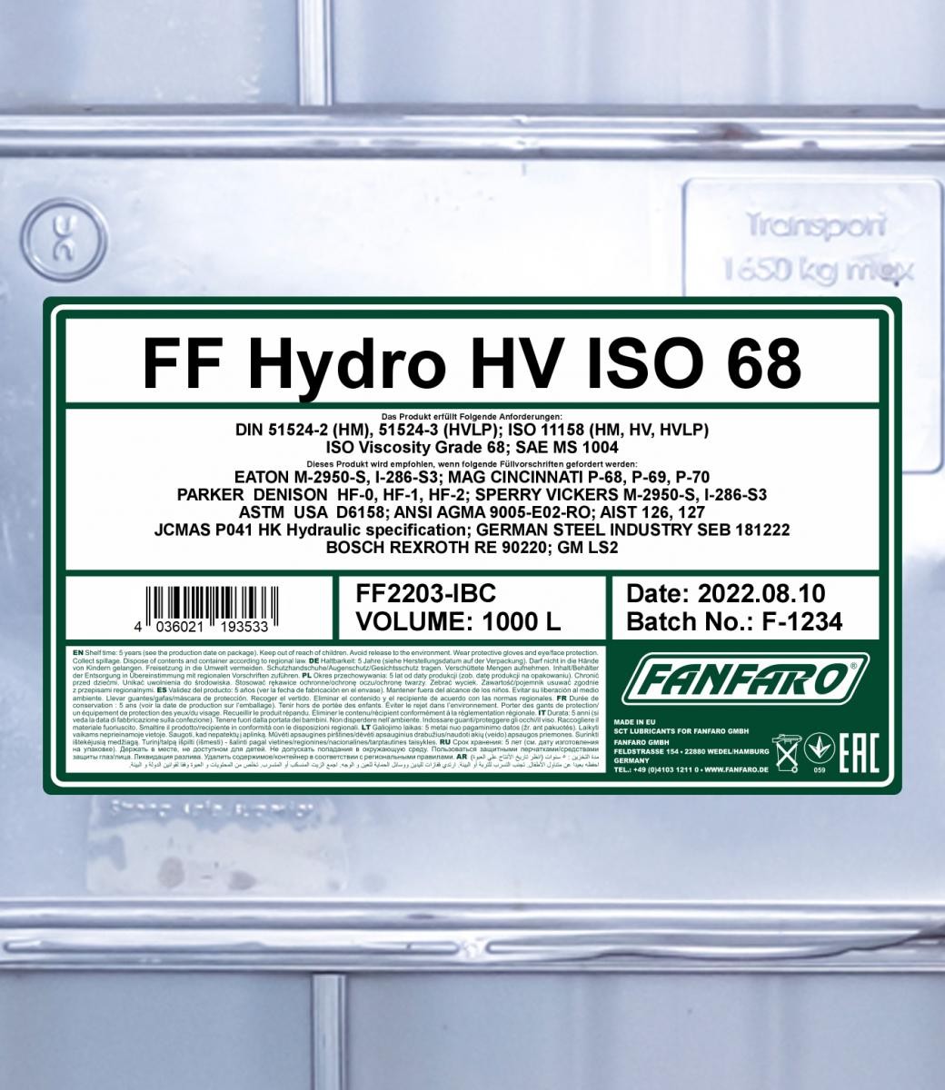 FANFARO Central Hydraulic Oil FF2203-IBC