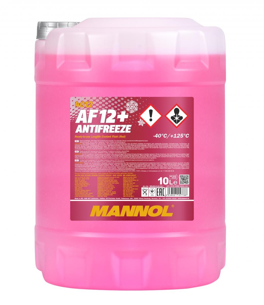 MN4012-10 MANNOL AF12+ Longlife Anticongelante G12 Rojo, 10L