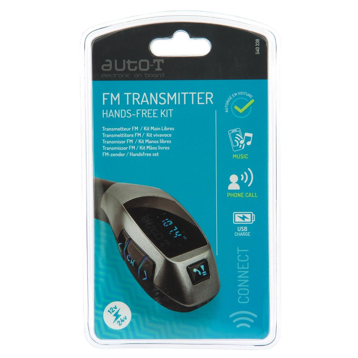 540338 AUTO-T Transmetteur fm avec fonction mains libres, USB