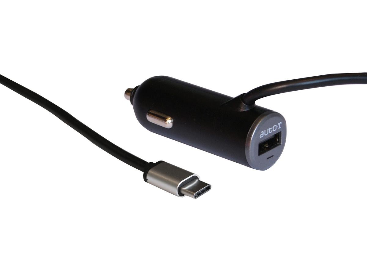 AUTO-T 540319 Handy-Ladegerät fürs Auto mit USB-Kabel, USB type-C