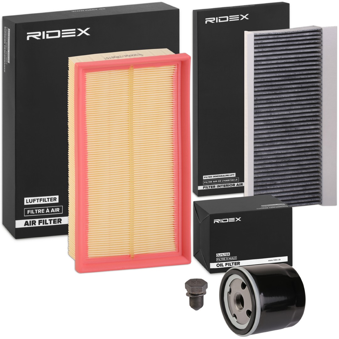 RIDEX 4055F0246 originali FORD FOCUS 2022 Kit filtri con filtro aria, senza vite spurgo olio
