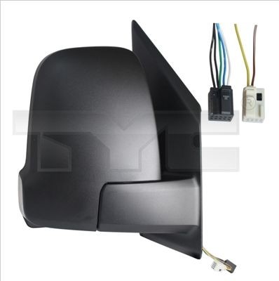 TYC 321-0165 Wing mirror Right, black, for electric mirror adjustment, Convex, Heatable, Short mirror arm