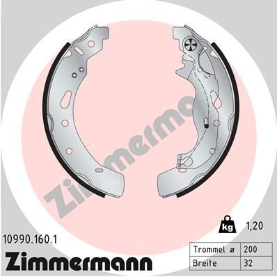 ZIMMERMANN 109901601 Brake shoes MAZDA 2 Hatchback (DL, DJ) 1.5 75 hp Petrol 2020 price