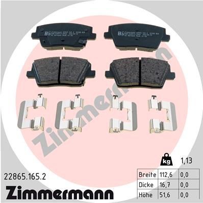 ZIMMERMANN 22865.165.2 Brake pad set HYUNDAI experience and price
