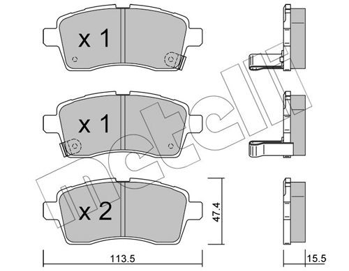 22264 METELLI with acoustic wear warning Thickness 1: 15,5mm Brake pads 22-1162-0 buy
